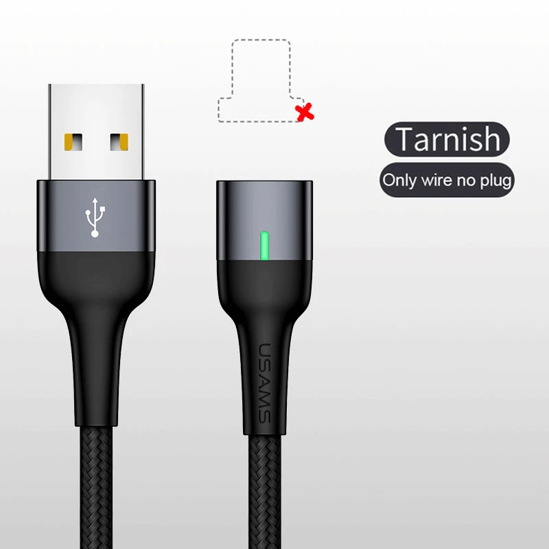Tarnish Wire NO Plug Магнитный кабель USAMS для iphone 7 Micro Usb type C, адаптер для быстрой зарядки, магнитное зарядное устройство Usb type-C для samsung Xiaomi - Цвет: Tarnish Wire NO Plug