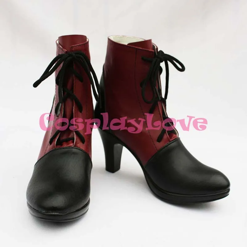 Сделанные на заказ темно красные ботинки для косплея Conerlia из черного Батлера