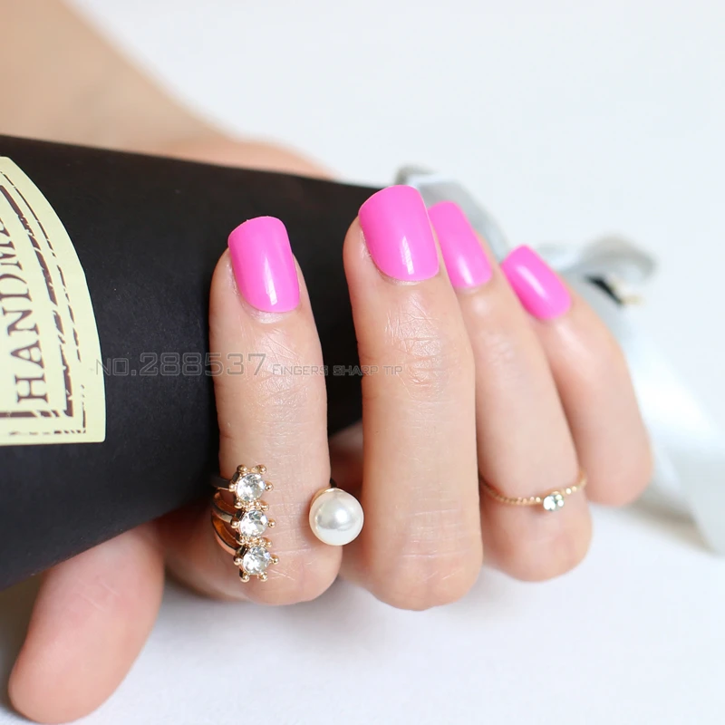 Накладные ногти ярко розовые короткие круглые и квадратные 24 шт.|false nails|nail falsefalse