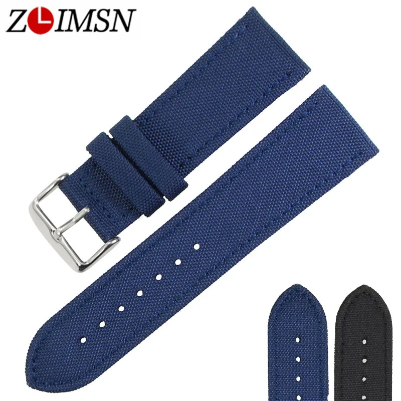 

ZLIMSN New belt Nylon Watch Bands Staps Watches Men's Women Black Blue 18mm 20mm 22mm 24mm Watchbands Accessories wristband