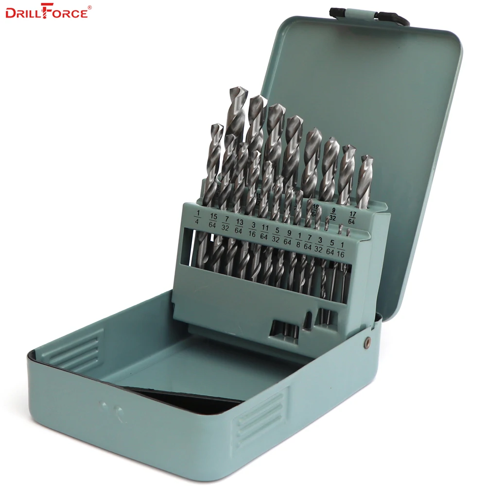 Drillforce 21 шт. 1/16 &quot 3/8&quot HSS Твист хром ручной сверло деревообрабатывающий набор