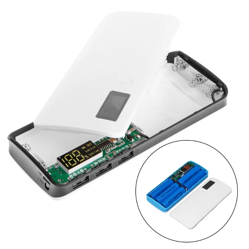 3 USB-порта 5x18650 &quotсделай сам&quot портативный держатель батареи с ЖК-дисплеем чехол