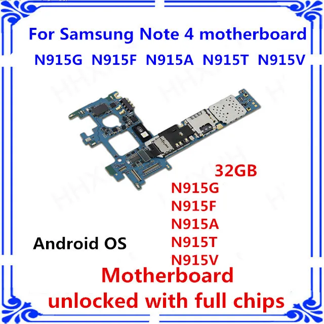 Разблокированная материнская плата для samsung Note Edge N915F N915A N915T N915G N915V основная логическая плата с чипами 32 ГБ Android OS NOTE 4
