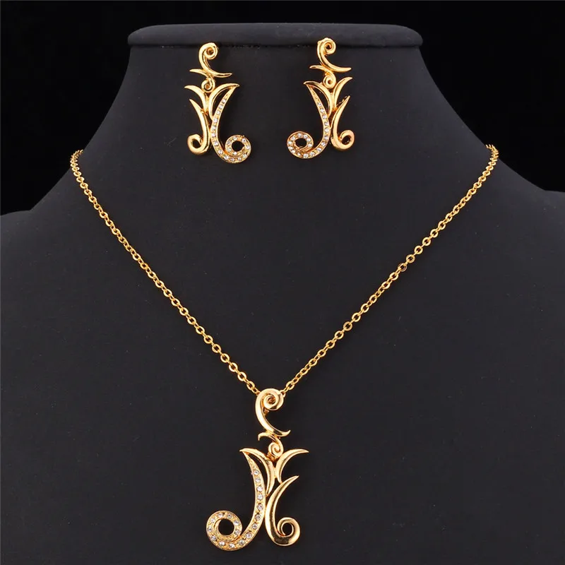 Уникальный дизайн элегантный комплект ювелирных изделий золотого цвета кулон