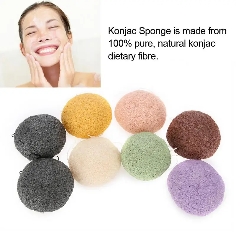 8 шт./лот круглые губки для мытья лица Konjac натуральные ухода за лицом спонжи