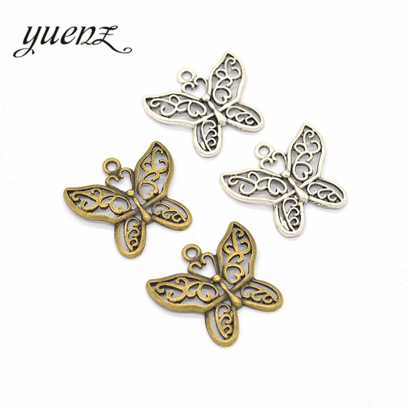 10 шт. металлические подвески в виде бабочек 29 х26 мм|Шармы| |