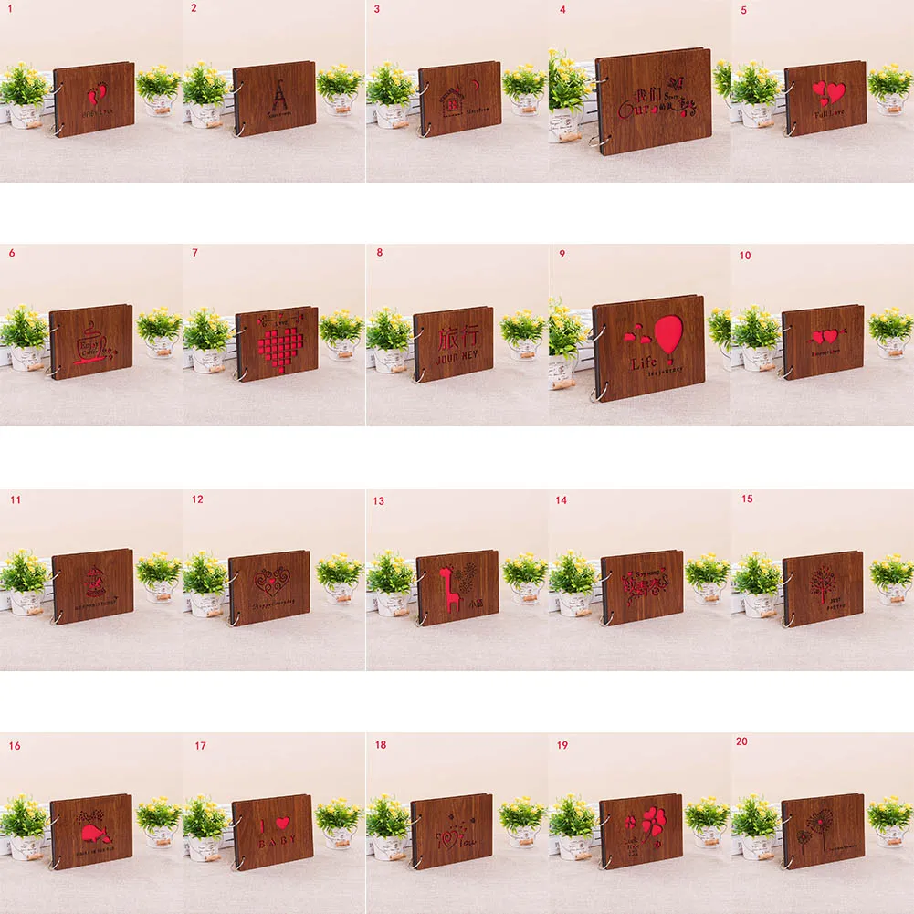 Photo Albums Wood Cover Albums Handmade Loose-leaf Pasted Photo Album Personalized Album 899