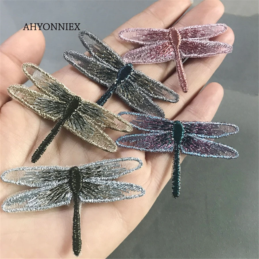 Недорогие вышитые патчи AHYONNIEX со стрекозой 1 шт. с утюгом для одежды наклейки