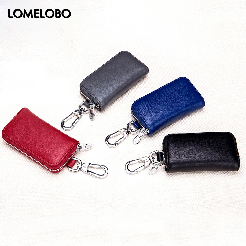 Lomelobo Casual Male Zipper Key Case Housekeeper Women Leather Car Keychain Bag Lady Keys Organizer Holder Card Wallets H1CL6717 | Багаж и