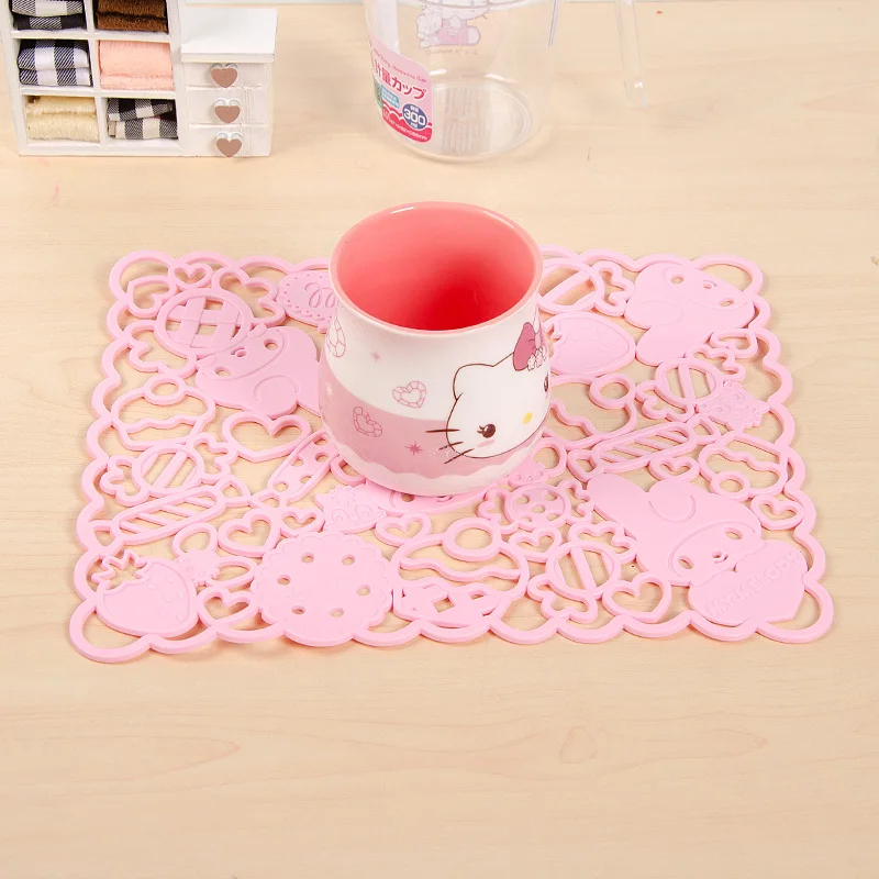 KITTY Silica gel Coasters My Melody Placemat Little Twin Stars Tapete Placemats Table Mat Drink 20CM*26CM | Дом и сад