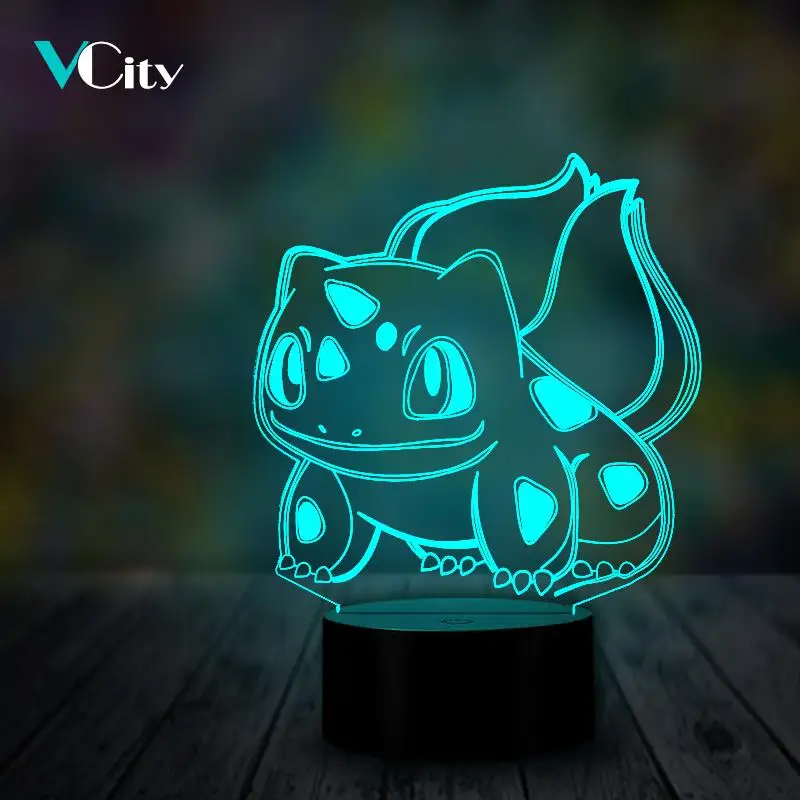 VCity 3D Ночной светильник светодиодный настольная лампа Luminaria японский мультфильм