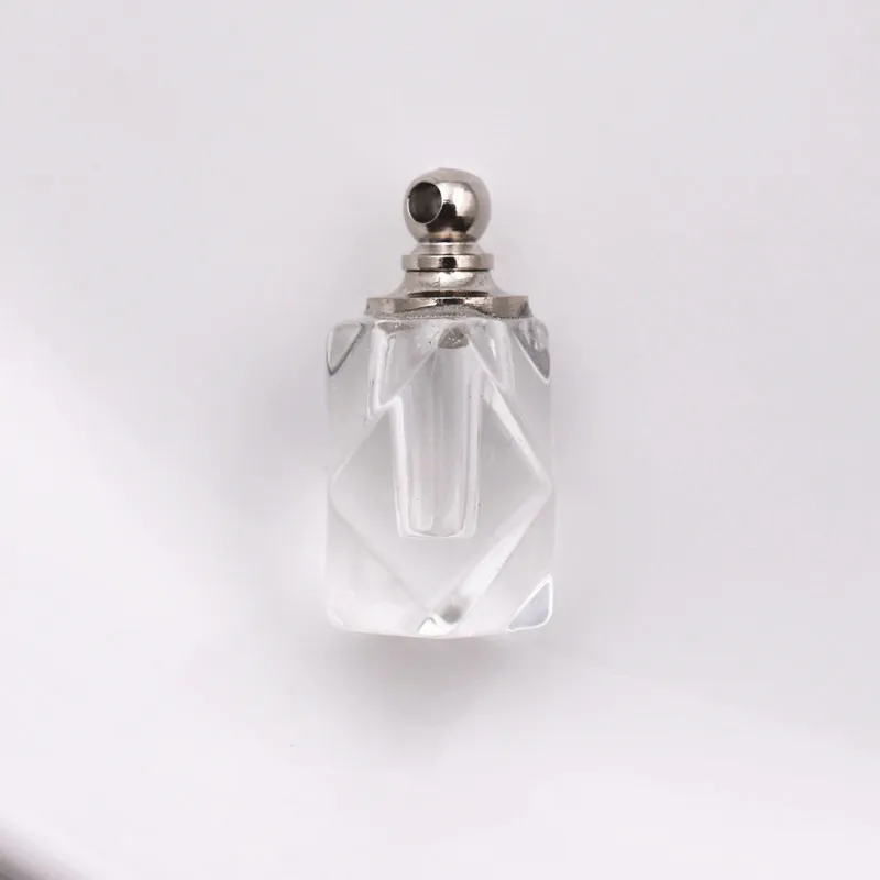 S-diamond-clear 1 шт кристаллический флакон кулон Миниатюрный флакон духов талисманы формирование микрорельфа имени на рисе искусство эфирное масло талисманы ожерелье кулон - Окраска металла: S-diamond-clear