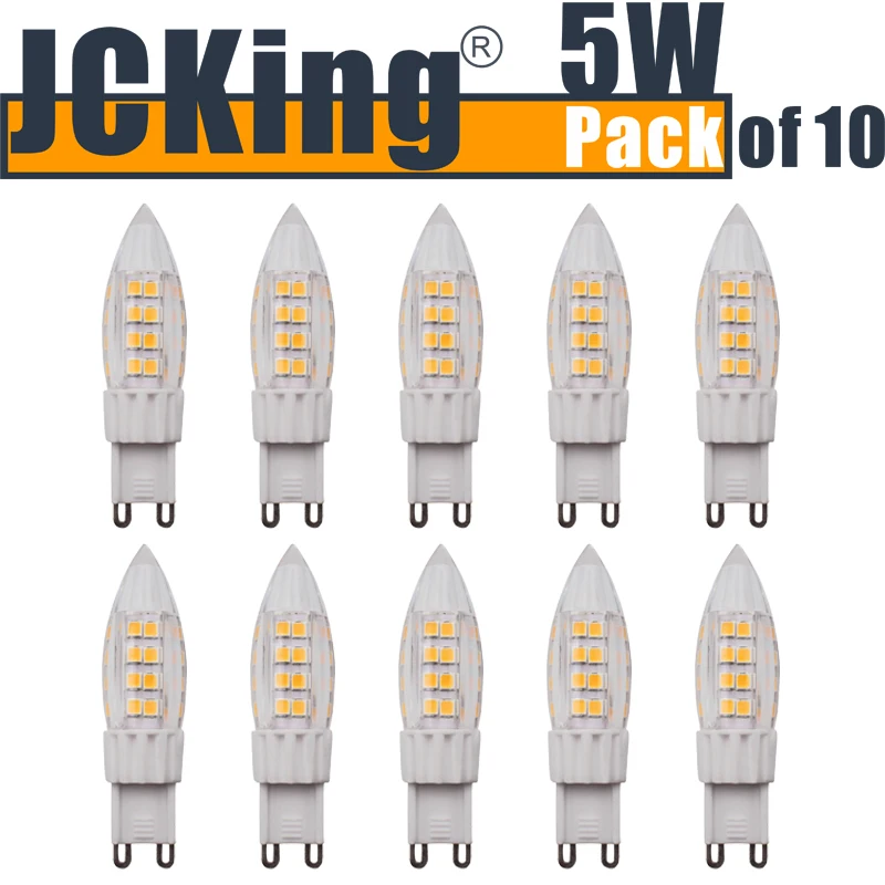 JCKing (упаковка из 10) 5 Вт G9 Светодиодная лампа 51 SMD 2835 светодиоды AC120V/220 В теплый
