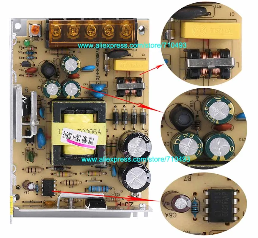 50pcs 12V 5A 60W 110V-220V Lighting Transformer High quality LED driver for strip 3528 5050 power supply Free shipping | Лампы и