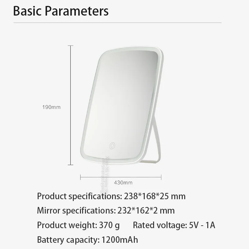 Xiaomi Mijia, интеллектуальное портативное зеркало для макияжа, настольный светодиодный светильник, портативный складной светильник, зеркальный столик для общежития