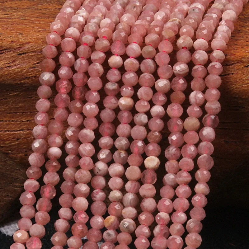 

2mm 3mm Natural Rhodochrosite Pink Round Facet Gemstone Loose Beads DIY Accessories for Necklace Bracelet Earring Jewelry Making