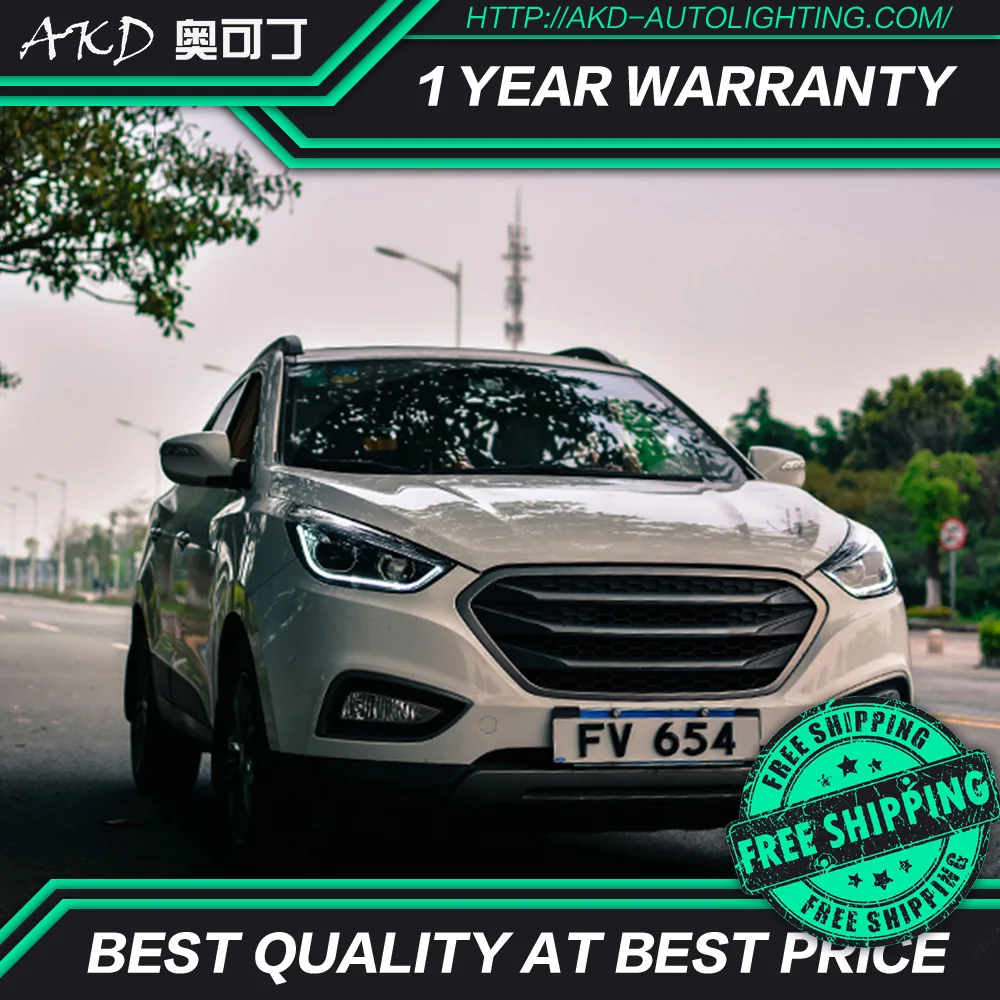 AKD тюнинг Автомобильные фары для hyundai ix35 Tuscon 2010 светодиодные фары DRL ходовые огни Биксеноновые Противотуманные фары ангельские глаза