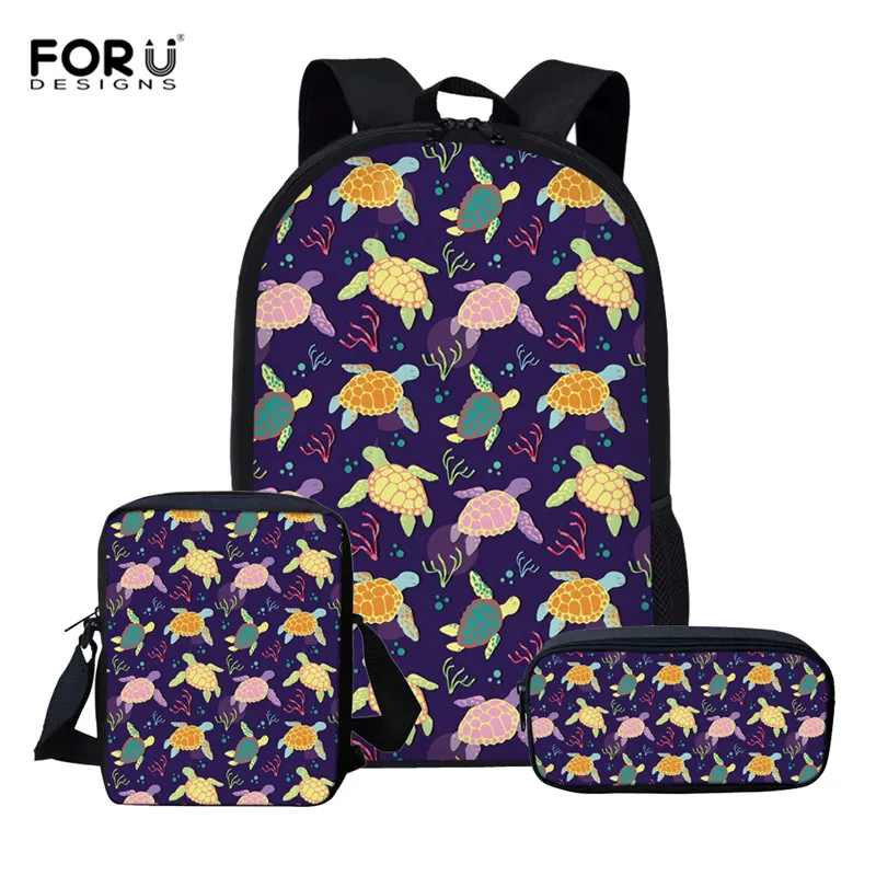 FORUDESIGNS/морская черепаха детские школьные рюкзаки для девочек подростков