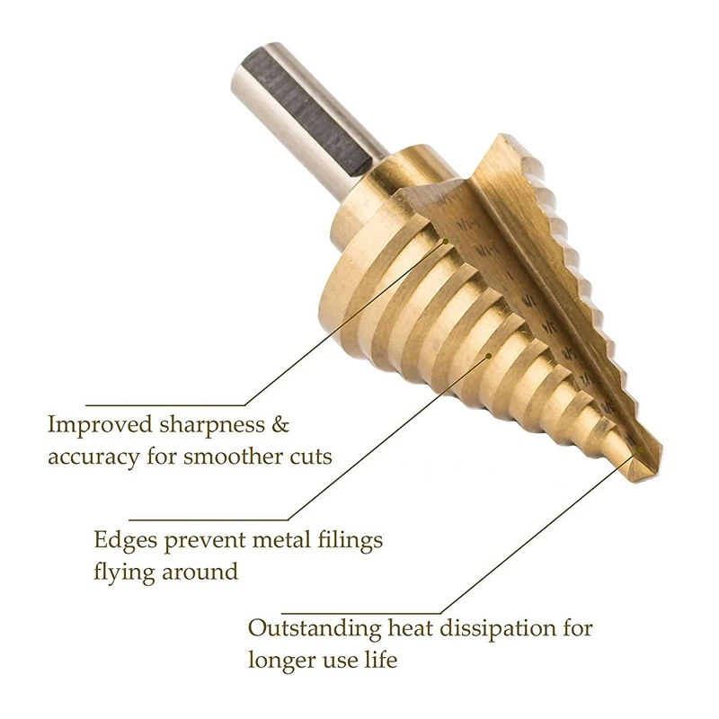 5 шт. набор титановых ступенчатых Сверл с автоматическим центральным ударом 50
