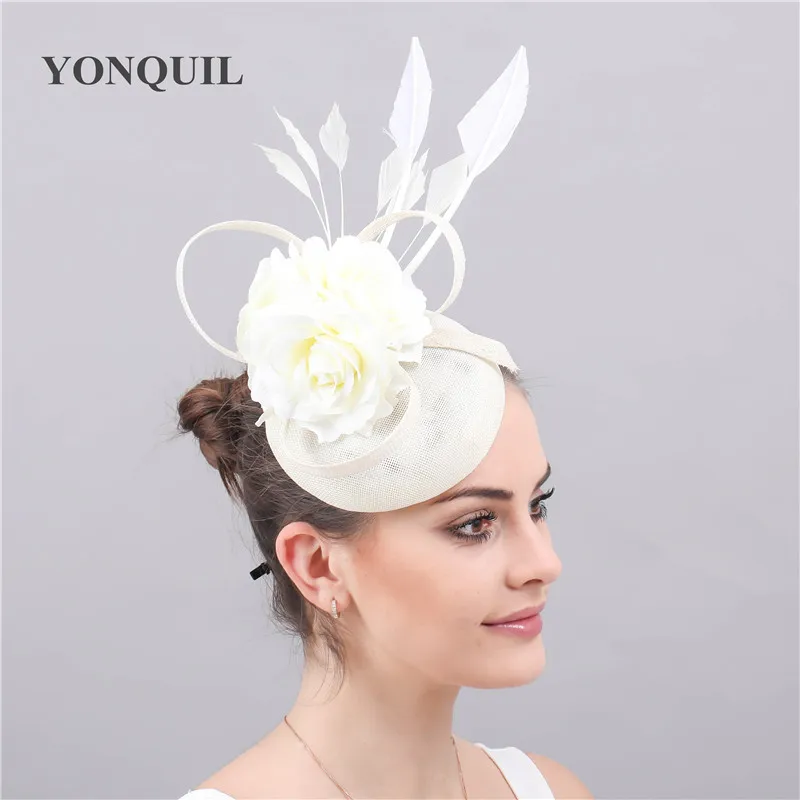 

Elegant For Wedding Occasion Ladies Party Headdress Hair Fascinators Hats Church Hair Clips Accessories Women Flower Headpieces