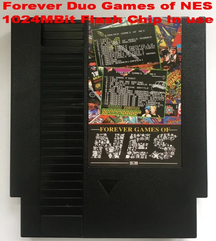 Игровой картридж FOREVER DUO GAMES OF NES 852 в 1(405+ 447) для консоли NES, всего 852 игр 1024 Мбит флэш-чип в использовании