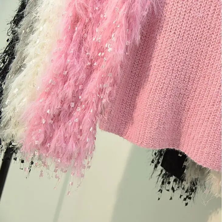 CHICEVER Knitting Mesh Lace Autumn Female Sweater For Women Top Pullovers Hollow Tassel Sweaters Jumper Clothes Fashion Korean | Женская