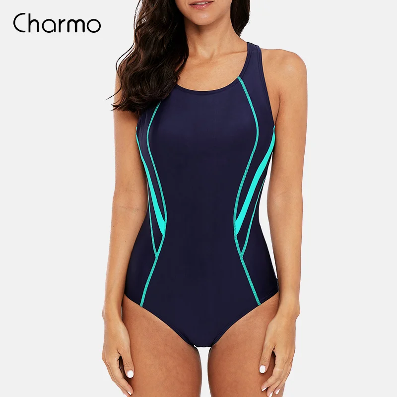 NAV Charmo Для женщин Одна деталь спортивные купальные Костюм спортивный купальник с низким вырезом на спине Юбка-брюки для девочек, многослойная юбка-пачка обучение бикини Монокини тренировочный костюм - Цвет: NAV