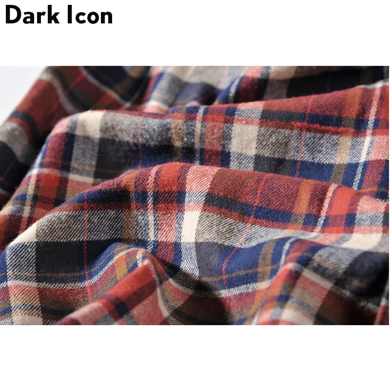 

DARK ICON Flannel Plaid Oversized Mens Shirt Sleeveless 2019 Summer Hip Hop Shirts Men Cotton Shirts Man Clothing