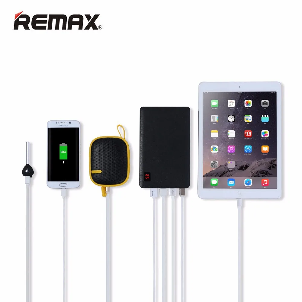 Портативное зарядное устройство remax на 30000 мАч Внешнее 4 USB для быстрой зарядки iPhone