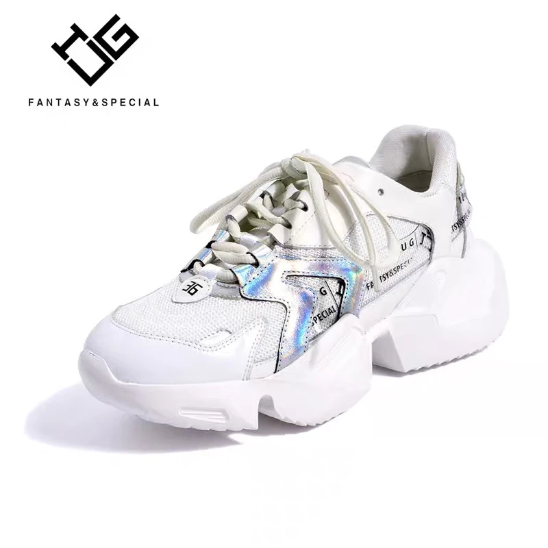IGU/женские кроссовки из натуральной кожи tenis feminino белые дышащие на толстой