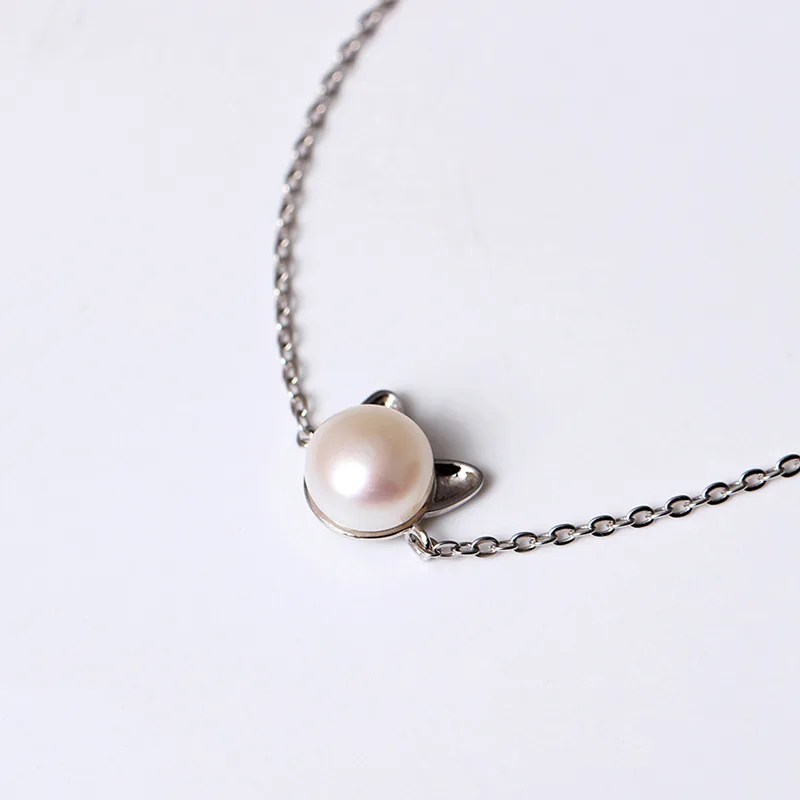 Браслет из серебра 100% пробы с котом и жемчугом|bracelets for|pearl braceletbracelets for girls |