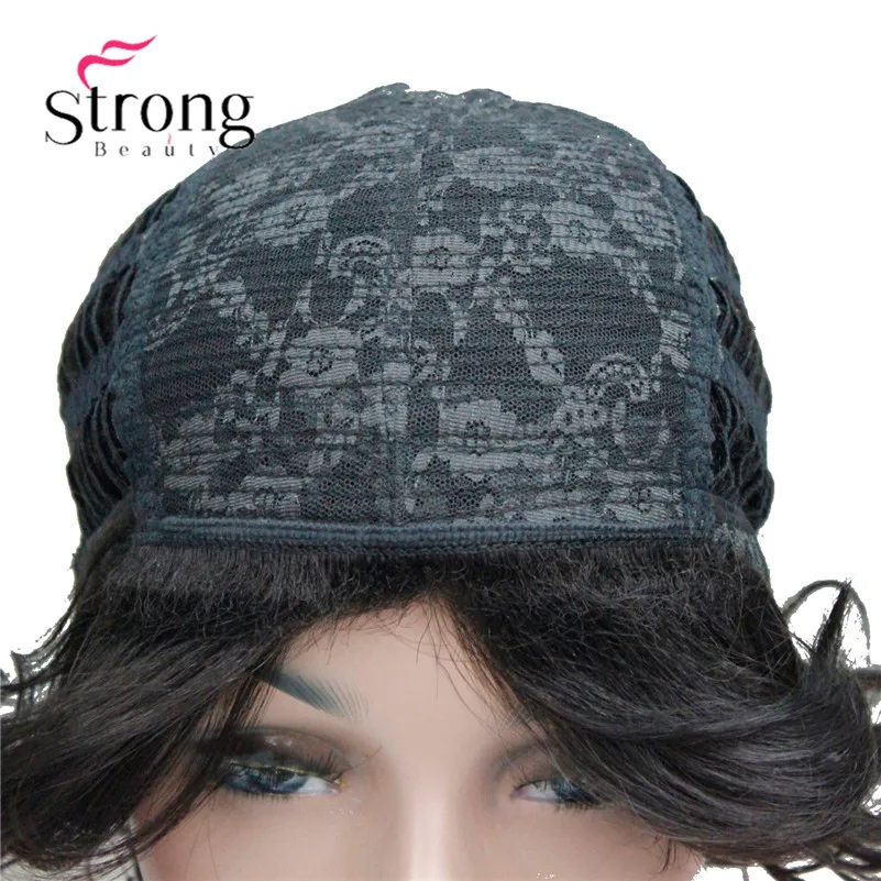 StrongBeauty короткие мягкие взъерошенные кудри парик Рыжий, темно-коричневый полный синтетические парики для женщин