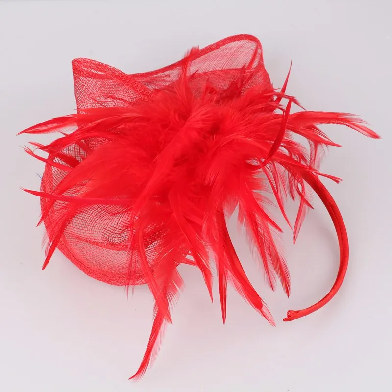 Золотой Дерби Кентукки millinery sinamay вуалетки повязка на голову с пухленькими перьями красная Коктейльная шляпа мельничный Кубок заколки для волос MYQ032