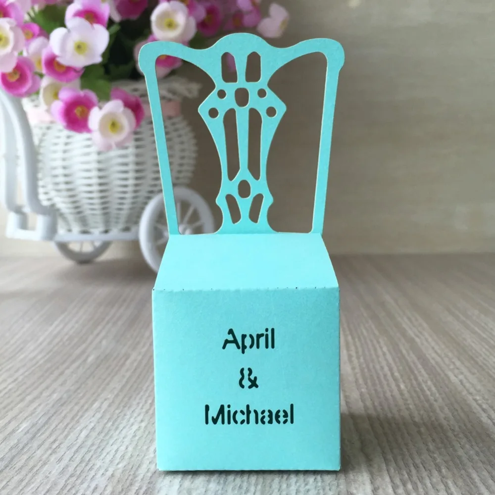 50 шт./лот дизайнерские свадебные приглашения в виде стула с бесплатной печатью