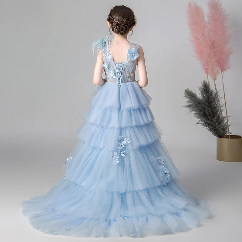 Цветочные платья для девочек вечерние красивые пышные многослойное пышное