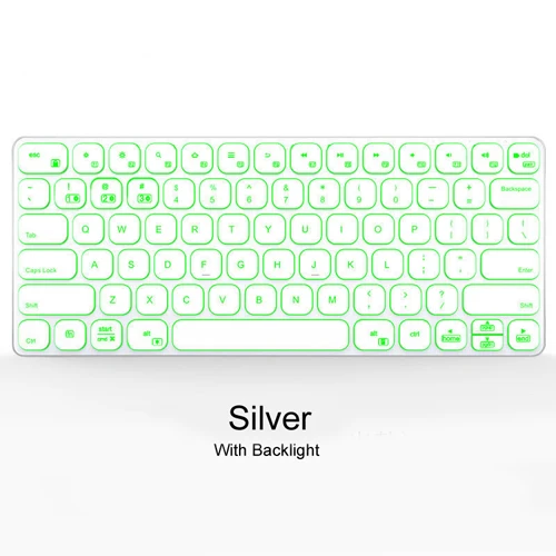 Silver with backlit B. O. W Bluetooth клавиатура с подсветкой(подсветка), алюминиевая ультра-тонкая беспроводная клавиатура для настольного компьютера, ноутбука, планшетов, смартфонов - Цвет: Silver with backlit