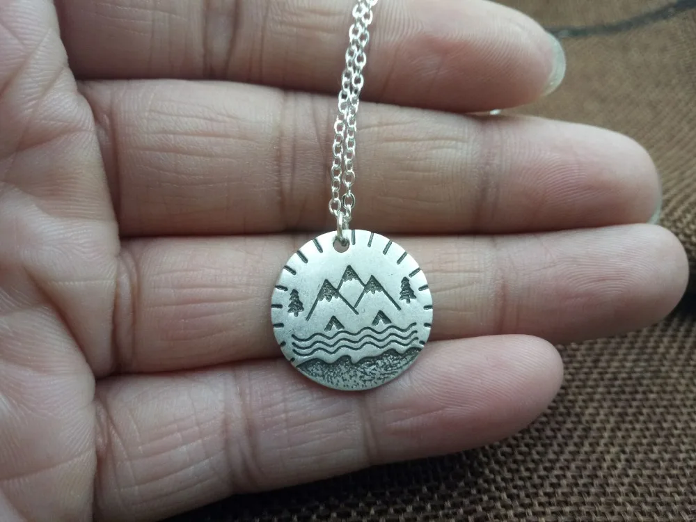 10pcs Fashion nature pine tree pendant Camping in the river vmountain necklace Lover Gift woman necklaces SanLan | Украшения и