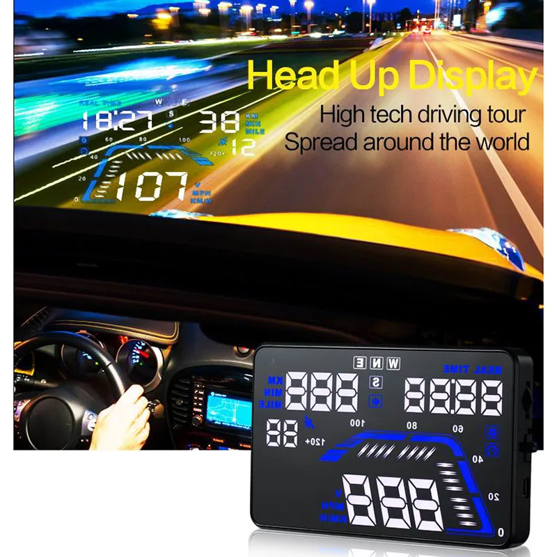 Q7 5 &quotАвтомобильный HUD GPS дисплей спидометры превышение скорости предупреждение