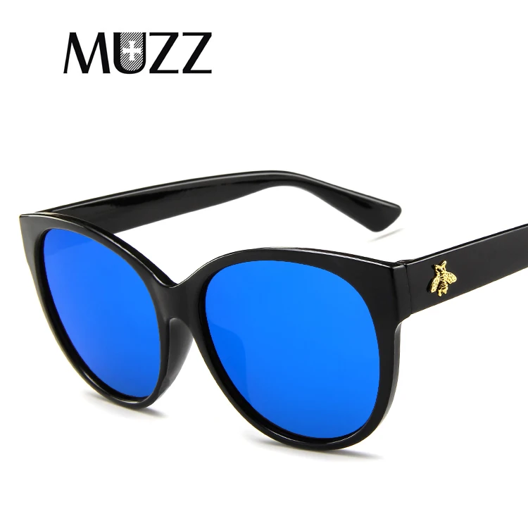MUZZ корейские Солнцезащитные очки женские плоские верхние очки Sqaure Lunette женские роскошные брендовые черные солнцезащитные очки с заклепками - Цвет линз: Синий