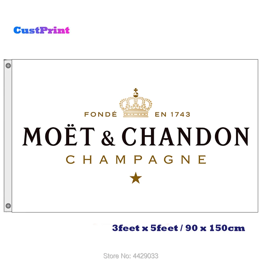 Белый флаг Moet& Chandon шампанского флаг 3x5 футов бар полиэстер баннер - Цвет: Белый
