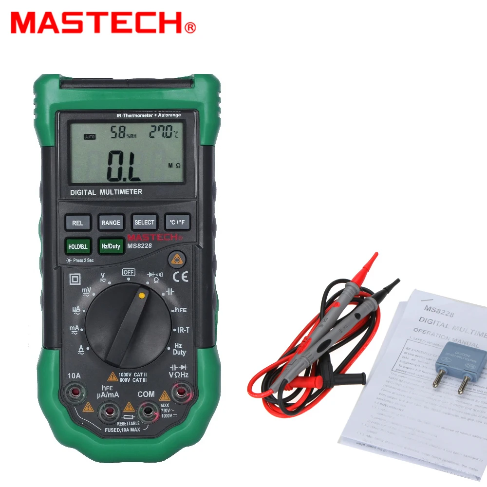 MASTECH MS8228 Автоматический диапазон 4000 отсчетов Цифровой мультиметр Бесконтактный