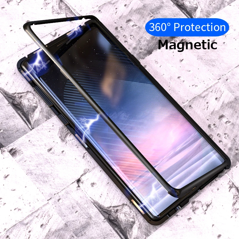 Магнитный флип-чехол для samsung Galaxy Note 9 S8 S9 Plus закаленное Стекло чехол на заднюю