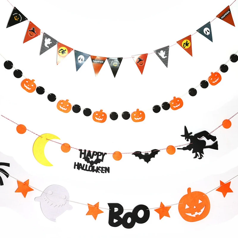 240 см Хэллоуин баннеры вечерние Декор Happy Halloween Garland овсянка флаг паук Звезда Луна