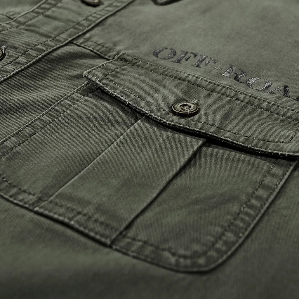 Мужская рубашка, повседневная, Camisa Masculina, много карманов, топы, новинка, военная униформа, с длинным рукавом, рубашки, мужская повседневная рубашка