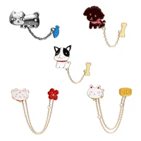 cute cat dog head enamel pins flower lovely dogss bone badge brooches denim jackets lapel pin cartoon animal jewelry gift