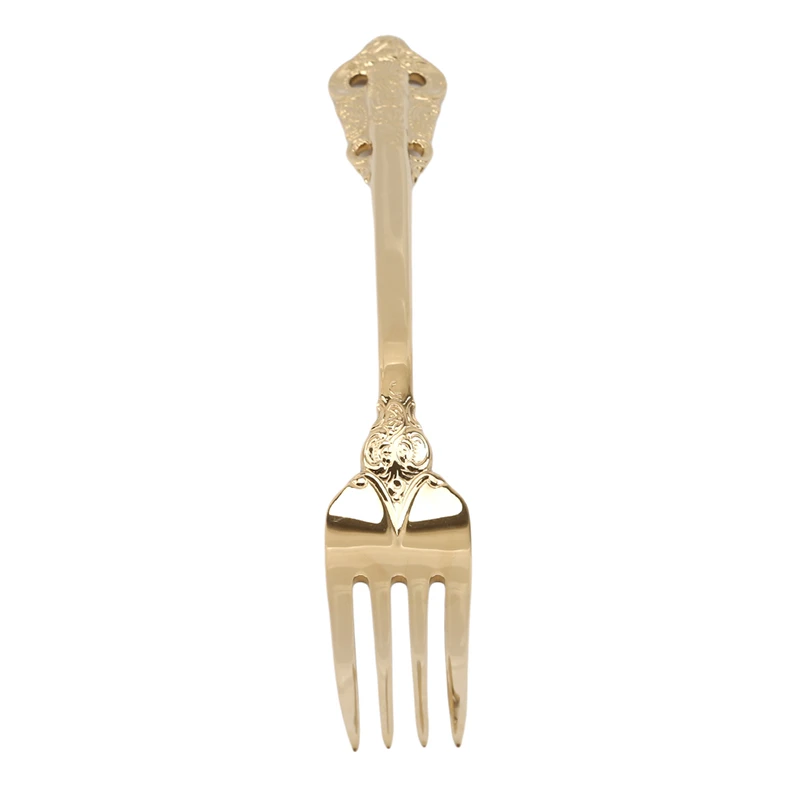 Meal Fork Ретро Винтаж тиснением вырезать золотой набор посуды ложка с длинной ручкой& вилки мороженого чайная, кофейная ложка дома посуда - Цвет: Meal Fork