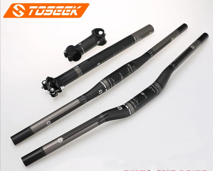 Углеродное волокно MTB комплект рулей для велосипеда 3 k плоский подъем руль + Sem