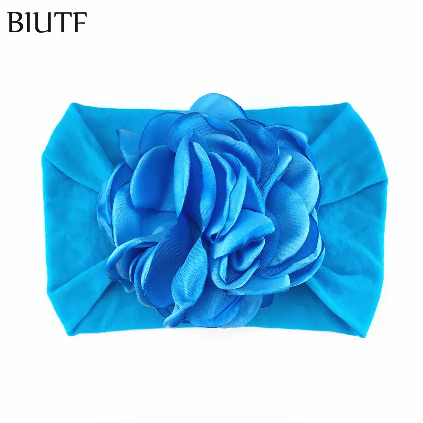 16-blue 20 шт./лот Великолепная Широкая мягкая эластичная нейлоновая повязка на голову с 9 см матовая атласная цветок дети Душ вечерние Головные уборы 21 однотонные Цвет HB091 - Цвет: 16-blue
