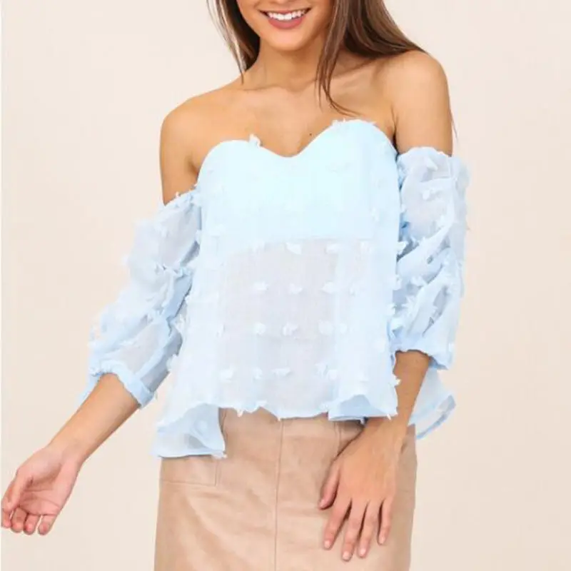 Женские блузки с вырезом лодочкой рубашки длинным рукавом Свободные