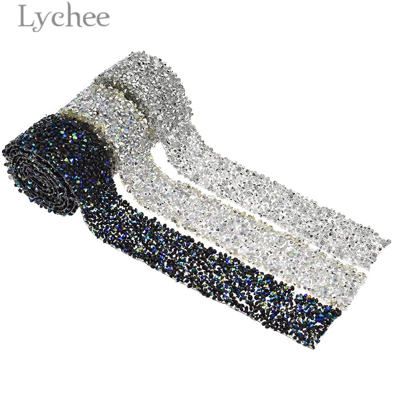 Lychee Life 1 ярд стразы с бисером железная отделка Прозрачная Кружевная лента
